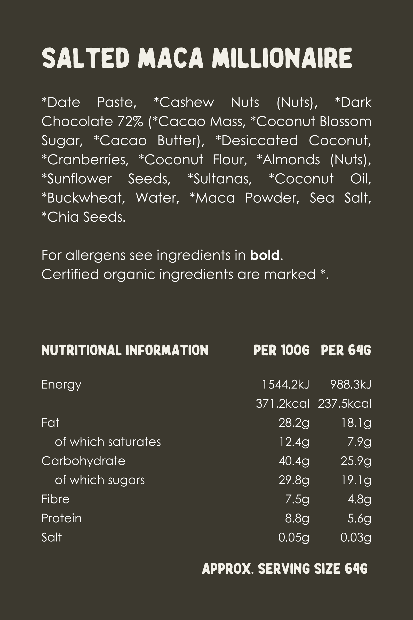 Salted Maca Millionaire Bar